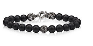 ARZ Steel 8mm Matte Black Onyx Bead Bracelet