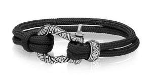 ARZ Steel Black Cord U Lock Bracelet