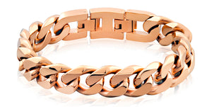 ARZ Steel 14mm Rose Gold Steel Cuban Link Bracelet