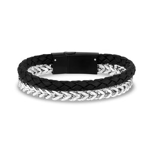 ARZ Steel 6mm Leather + Franco Link Bracelet