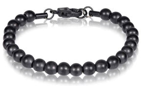 ARZ Steel 7mm Black Steel Bead Bracelet