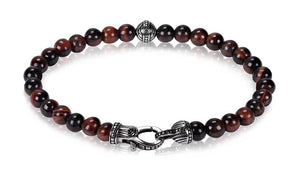 ARZ Steel 6 mm Red tiger Eye Bead Bracelet