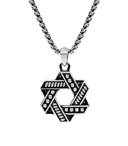 ARZ Steel Star of David Pendant w/24"chain