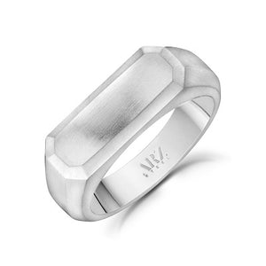 ARZ Steel Matte Steel Rectangle Signet Ring