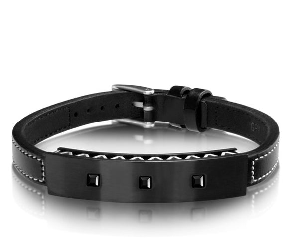 ARZ Steel  Steel & Leather Bracelet