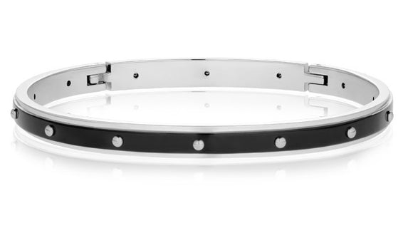 ARZ Steel Steel Black Bangle