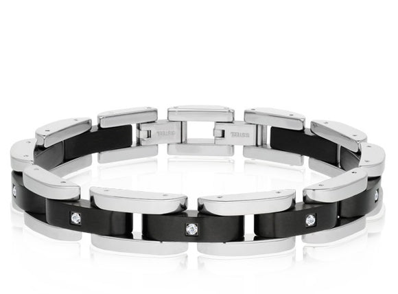 ARZ Steel Steel Black CZ Bracelet