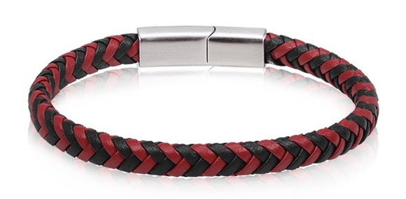 ARZ Steel Black/Brown Leather Bracelet