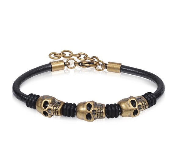 ARZ Steel 3 Skull Black Bracelet