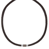 ARZ Steel Black Leather Necklace